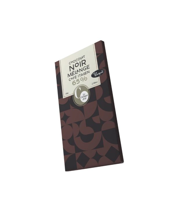 Tablette Chocolat Noir 65% Mélange Café Goût Italien